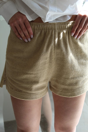 SOHO TERRY MINI SHORTS | CAMEL