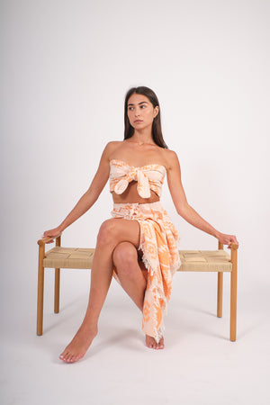 HAMPTONS STRAPLESS TOP | ORANGE PRINT