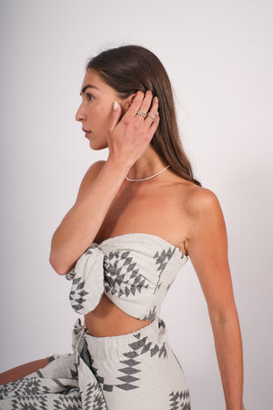 HAMPTONS STRAPLESS TOP | BLACK PRINT