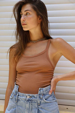 COTTON RACERBACK TANK | CAMEL