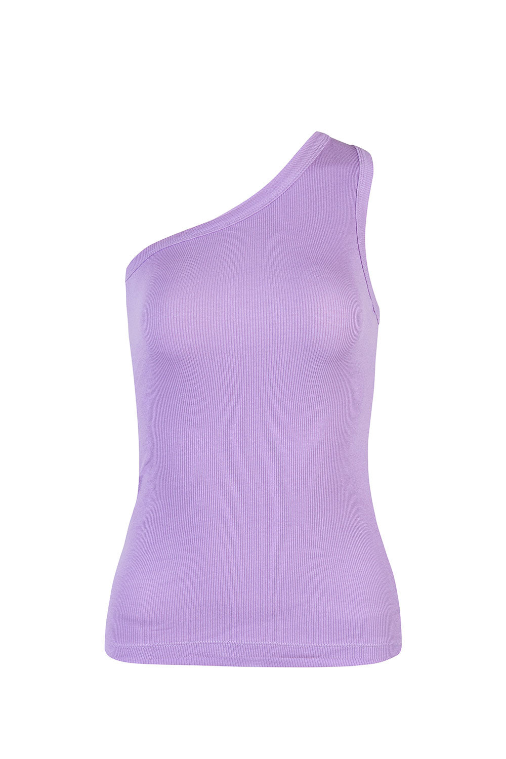 COTTON RIB ASYMMETRICAL TANK IN LILAC