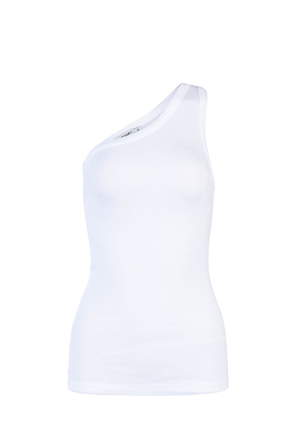 COTTON RIB ASYMMETRICAL TANK IN WHITE