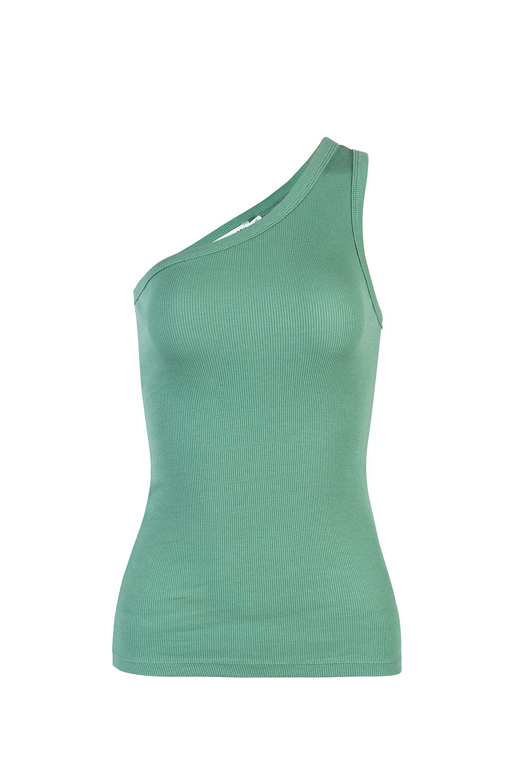 COTTON RIB ASYMMETRICAL TANK IN FERN