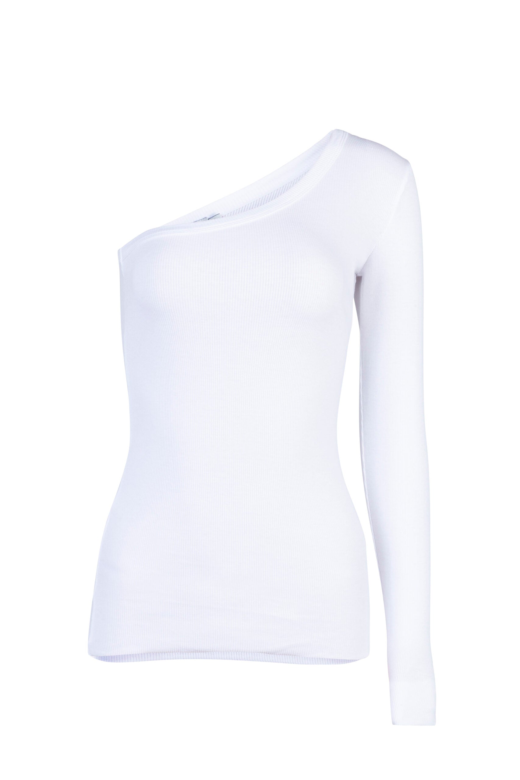 RIB ASYMMETRICAL SHIRT | WHITE