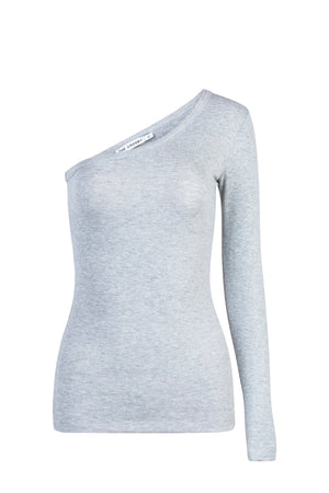 RIB ASYMMETRICAL SHIRT | GREY