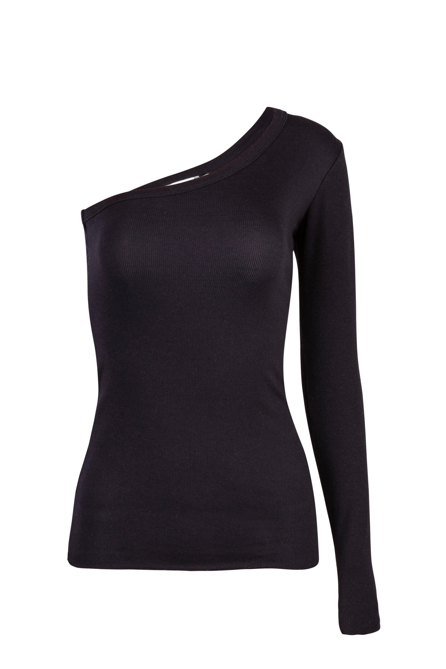 RIB ASYMMETRICAL SHIRT | BLACK