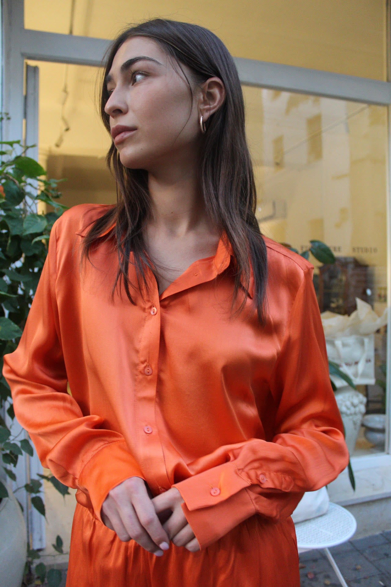 PRINCE SILK BLOUSE | ORANGE